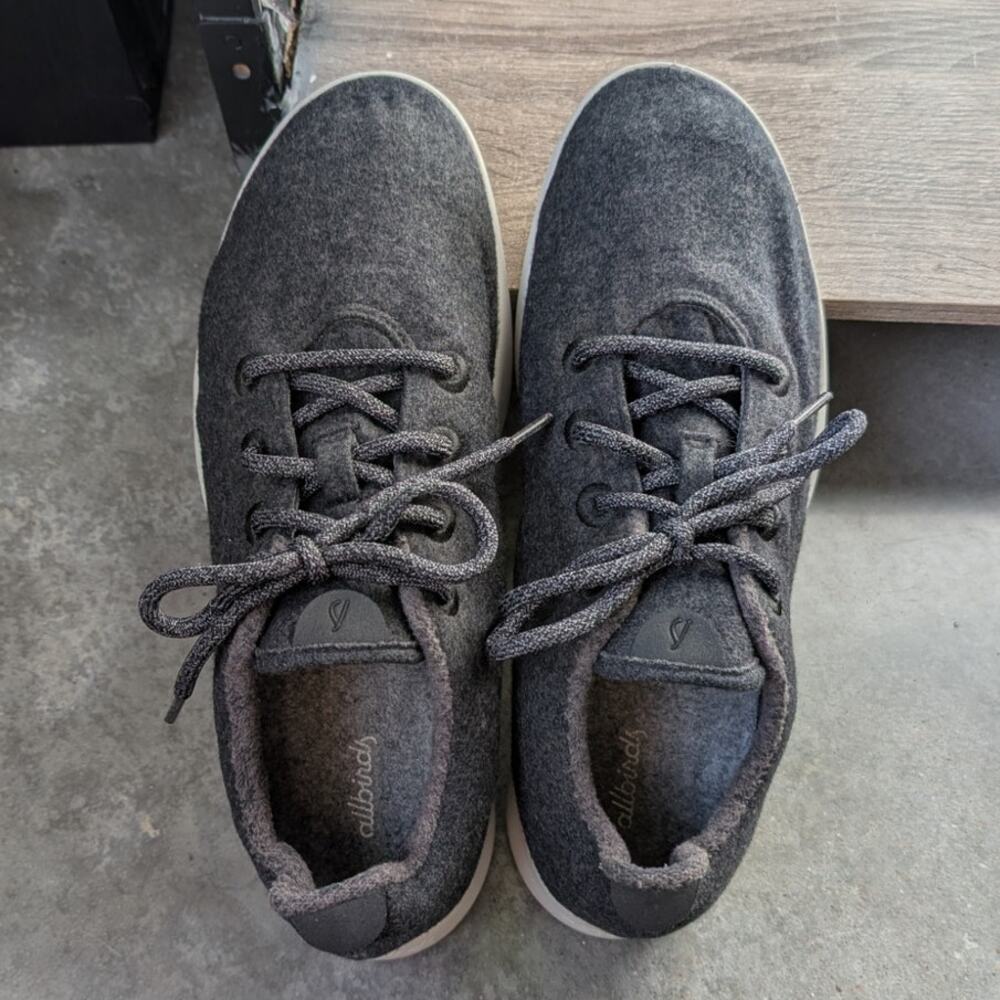 allbirds Athletic Running Shoes Men's Size 12 Merino Wool Lace Up Runners Gray